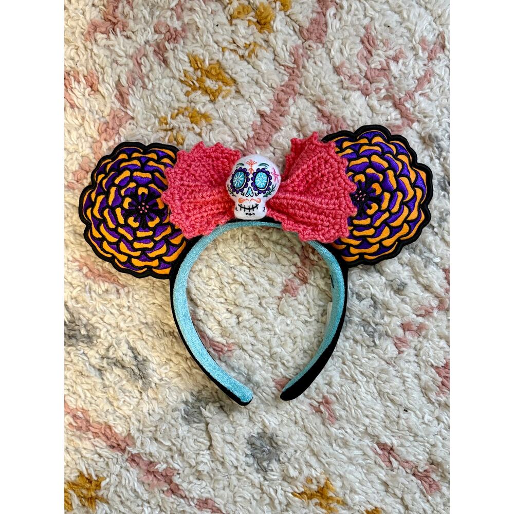 Disney Parks Coco Dia De Los Muertos Crochet Minnie Mouse Ears Headband